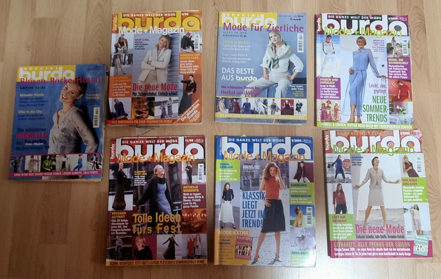 Schnittmuster: 7 Burda Nähmagazine mit Schnittmuster 1999 - 2000 – Gebraucht aus Effretikon von lenalisa63
