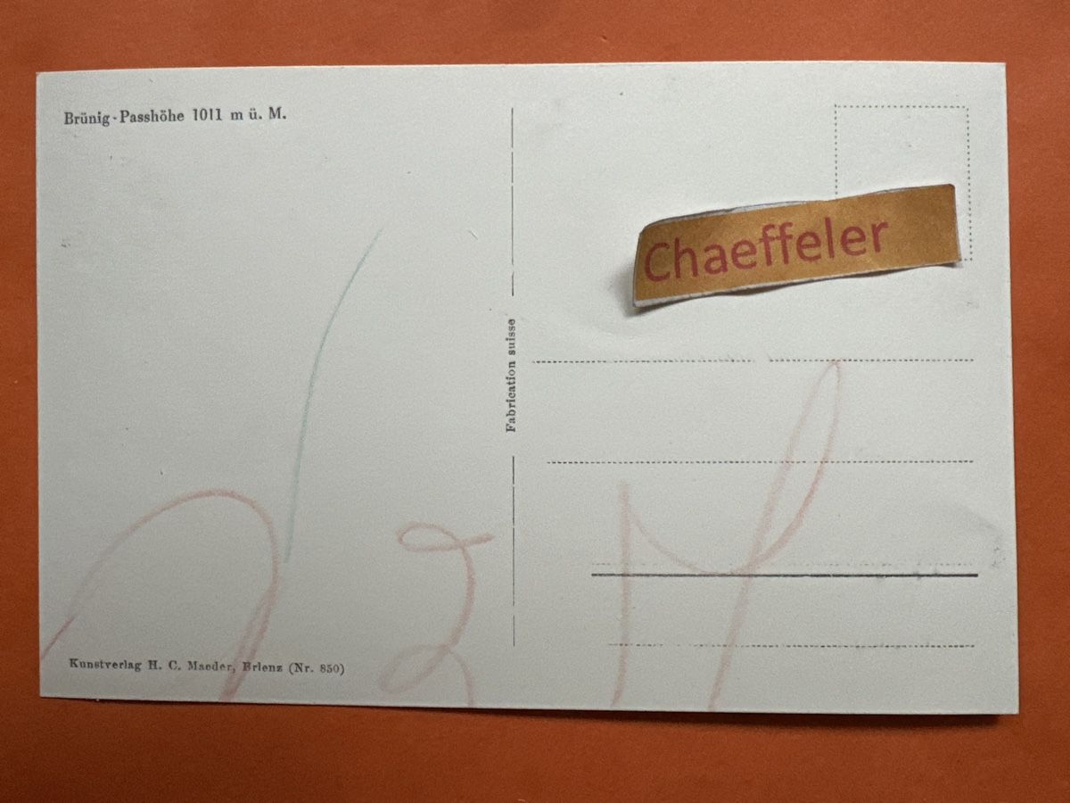 Cartoline postali: Brünig-Passhöhe – Usato da Zürich venduto da Chaeffeler 1