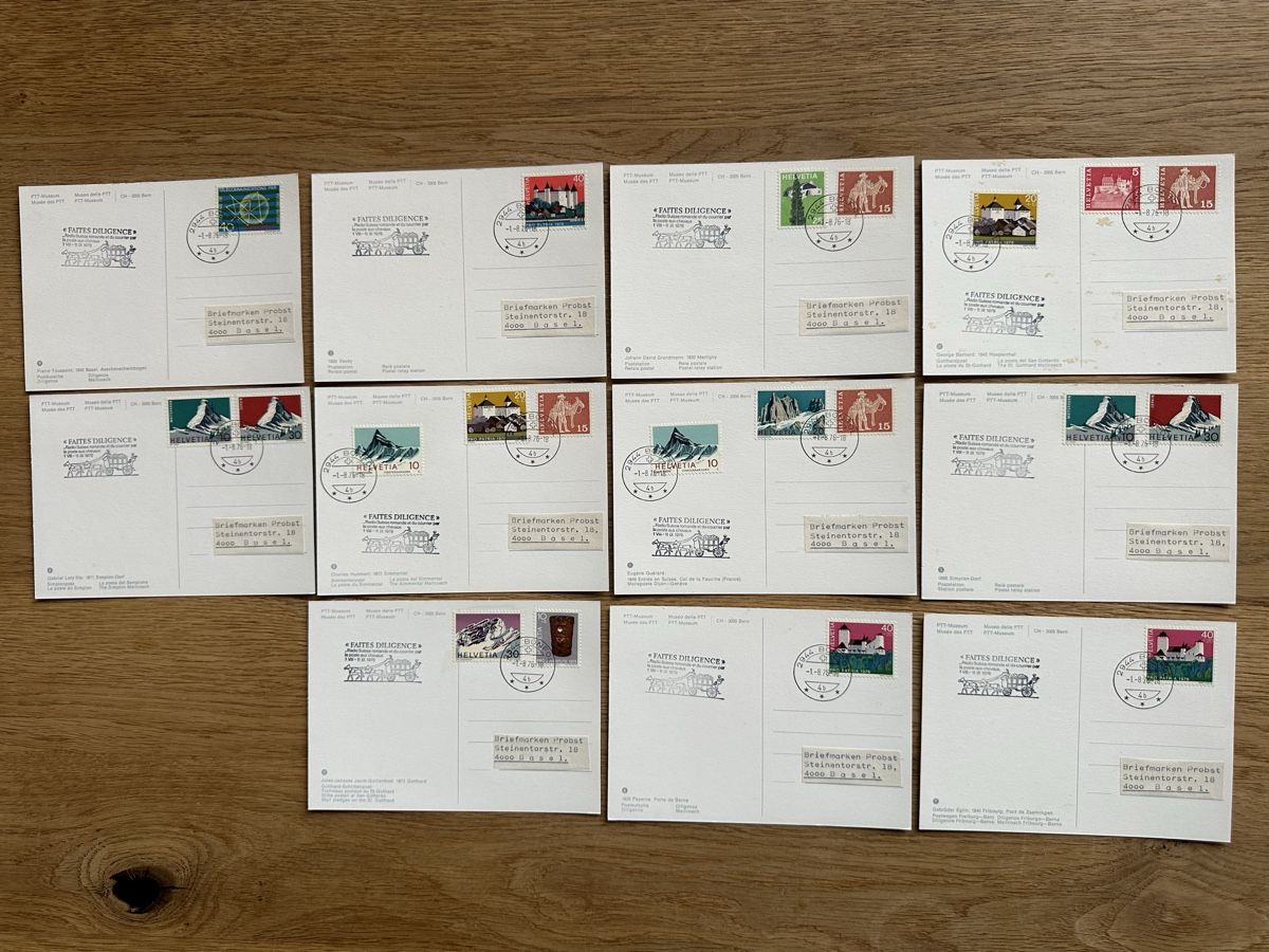 Alle Briefmarken: Schweiz - 11x PTT Museum Anichtskarten top Erhalten  – Gebraucht aus Schmitten / FR von Samsara169 4