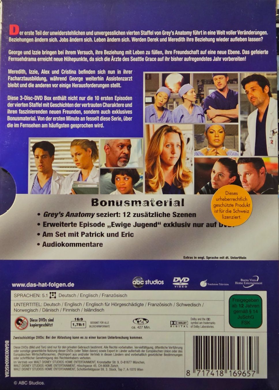 Tutti i DVDs: Grey's Anatomy - Staffel 4 Teil 1 – Usato da Wahlen b. Laufen venduto da Cg10 1