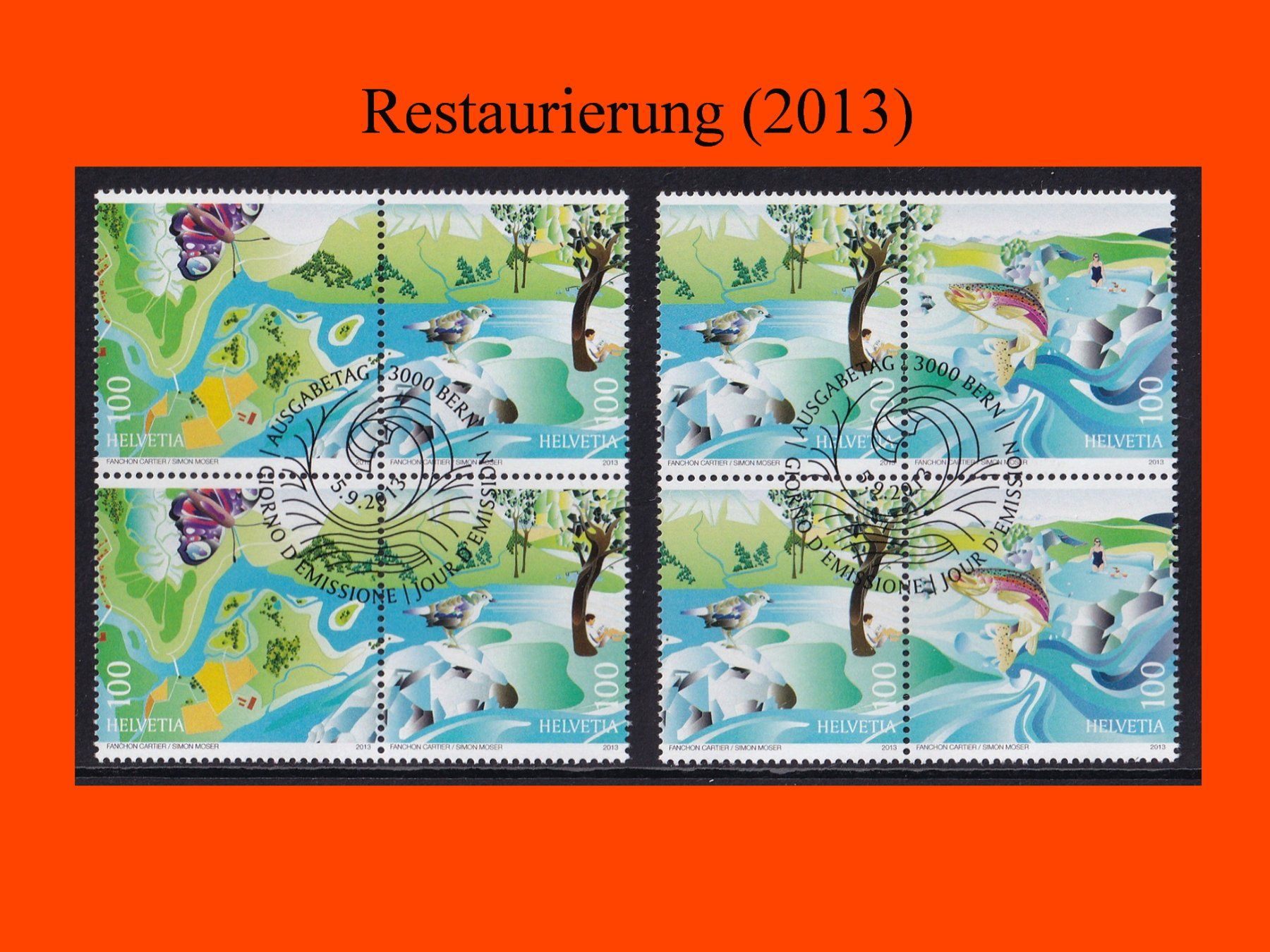 Alle Briefmarken: Viererblock-Serie "Restaurierung" (2013) – Neu (gemäss Beschreibung) aus Dübendorf von Jumbo1990
