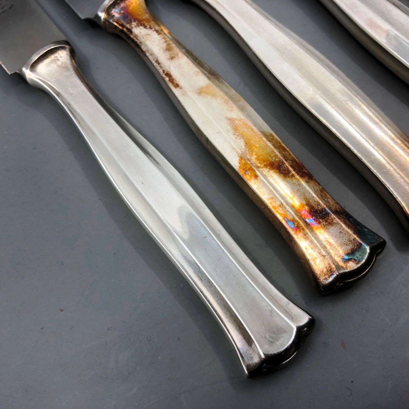 Posate: 6 Tafelmesser versilbert Wellner Jugendstil Modell 520 – Usato da Basel venduto da Tiabeanie