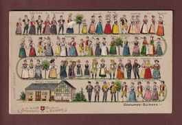 Souvenir de la SUISSE - Costumes - Carte gauffrée