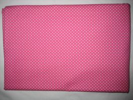 Baumwollstoff pink mit kleinen weissen Pünktli