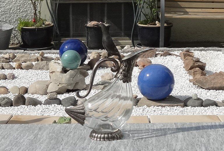 Karaffen: Aus der Glasvitrine: Silber-Glas-Ente-Weinkaraffe – Gebraucht aus Allschwil von Boutique_16b