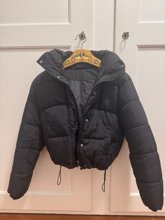 Black Puffer Jacket with Hood