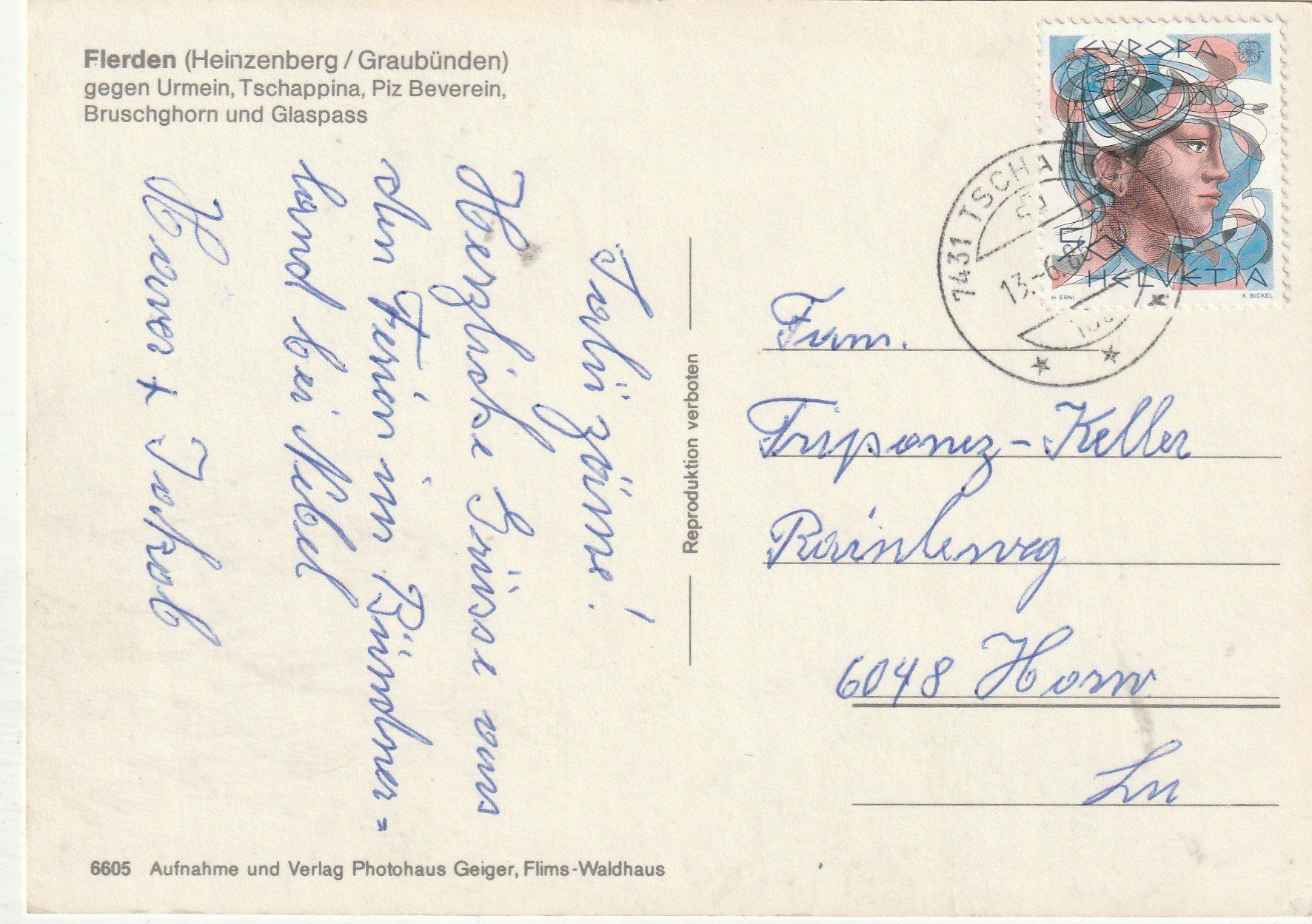 Cartes postales: Flerden Heinzenberg – D'occasion à Lumbrein par made02 1