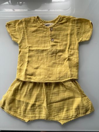 Süsses Baby Musselin Set, Senfgelb, Grösse 68, Top Zustand!