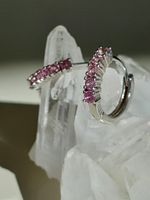 💗 925 Silber Creolen Rosa Saphir Ohrringe Neu