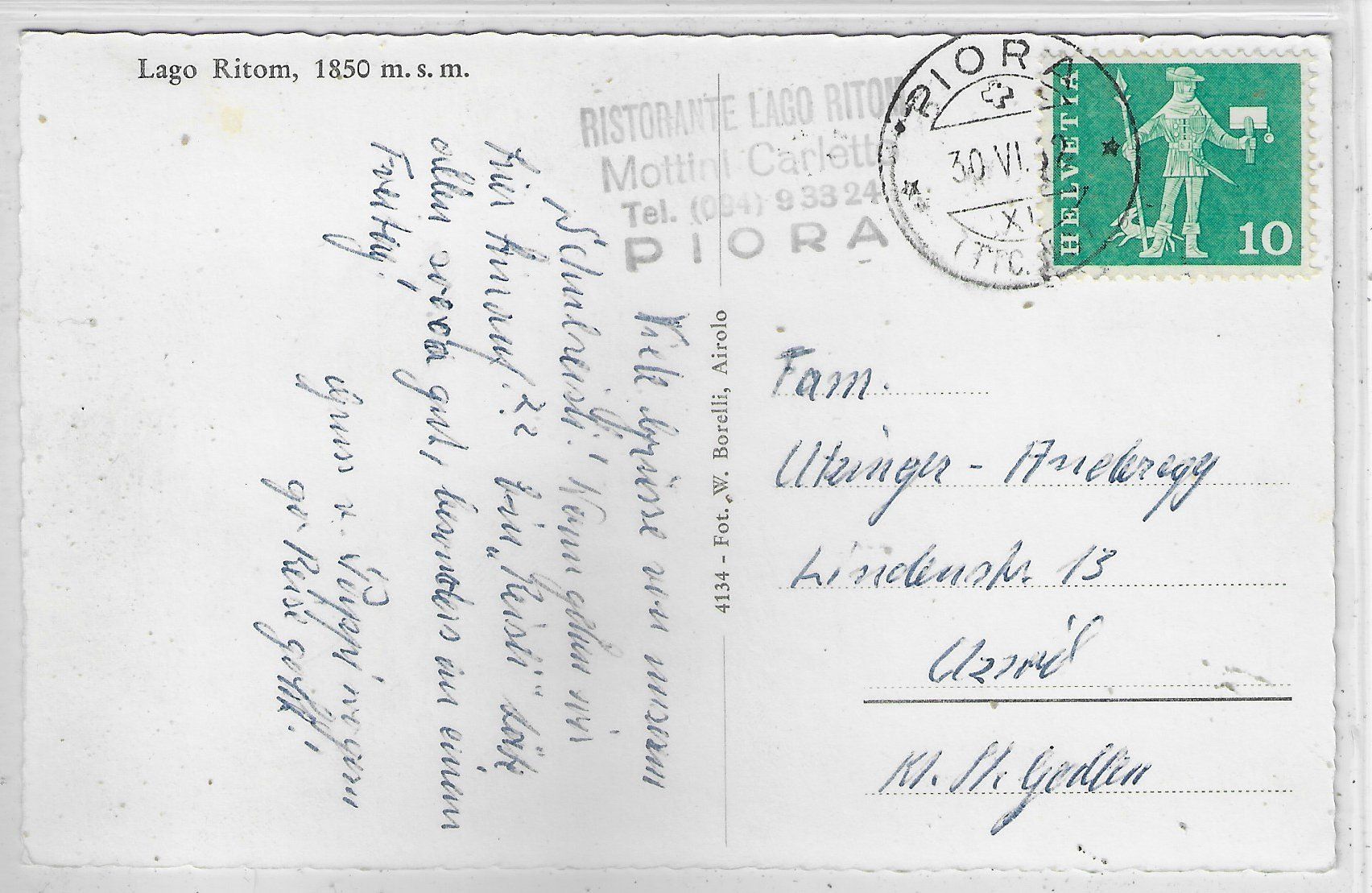 Cartoline postali: Lago Ritom – Usato da Ettingen venduto da Kartenplanet 1