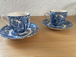 Lot de 2 tasses et sous-tasses vintage anglaises