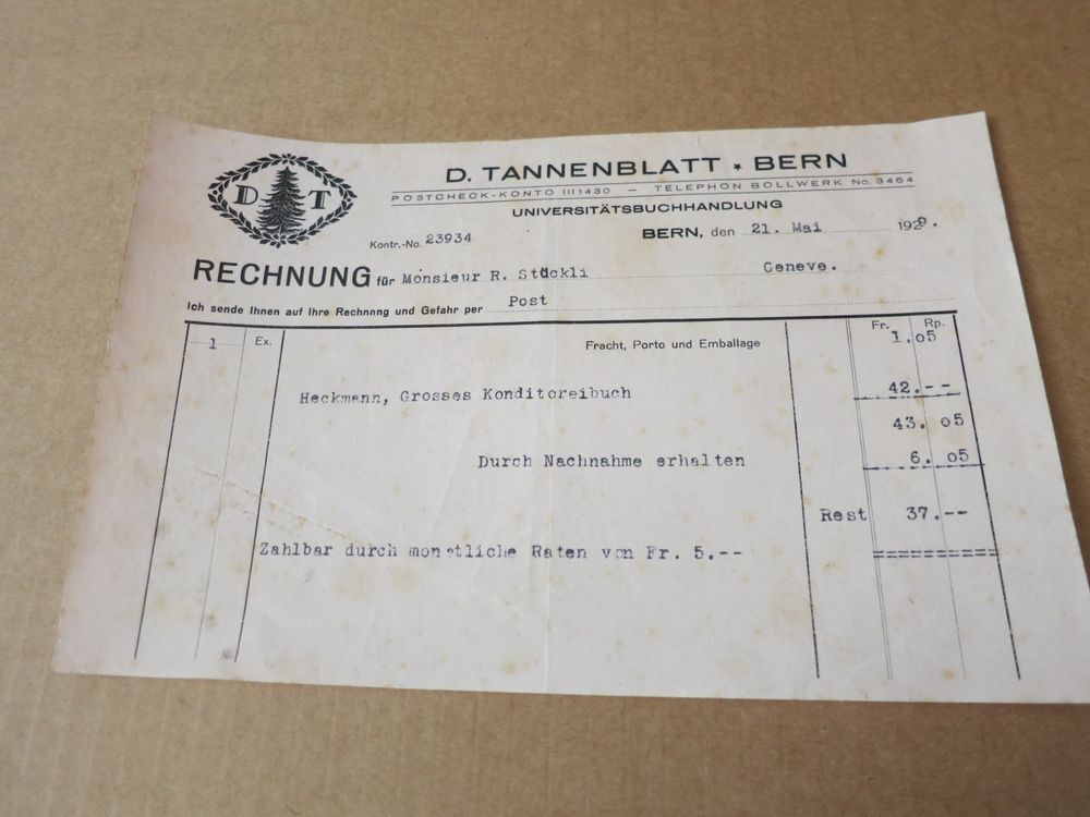 Livres: KONDTIOREI-FACHBUCH VON CA. 1929 – D'occasion à Windisch par MarcelS01 6