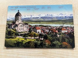Postkarte Zürich Neumünster mit Kreuzkirche (Stempel 1917)