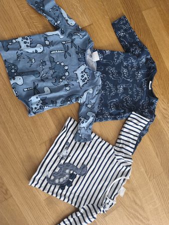 3 Langarmshirts, Gr. 62 Dinosaurier