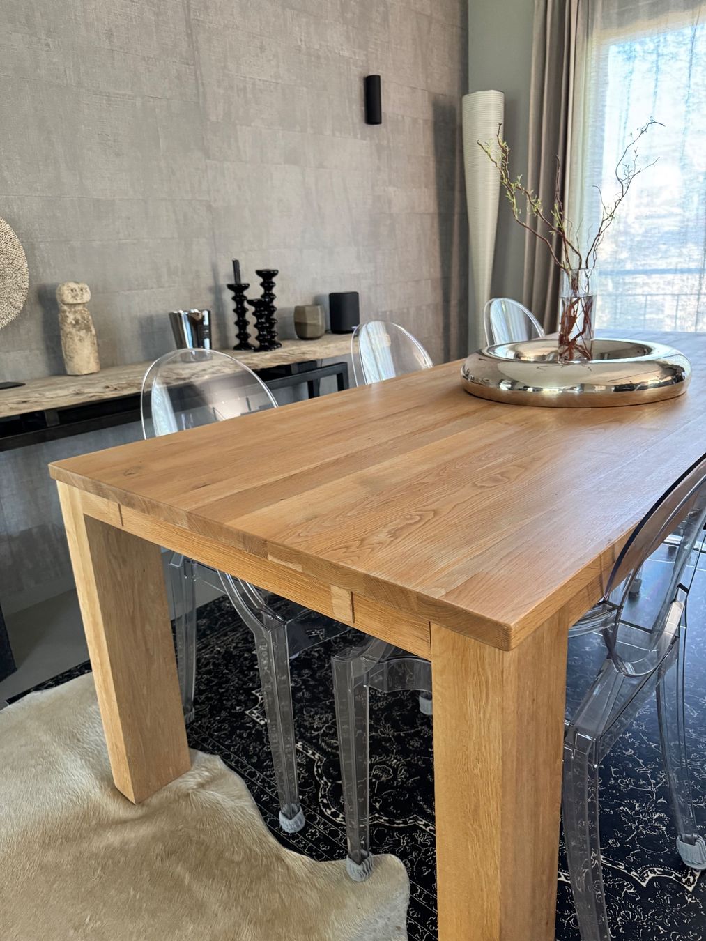 Tables: Table en chêne massif avec rallonge séparée – D'occasion à Thônex par anamag