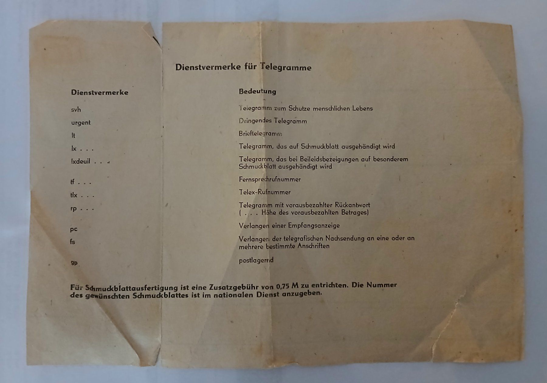 Documenti: DDR Telegramm - Formular – Usato da Lausanne venduto da hdda 1
