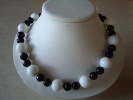 Halskette Kascholong/Obsidian