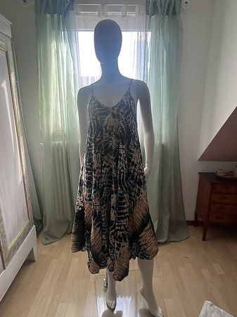 Sommerkleid    Türkis/Beige/Schwarz