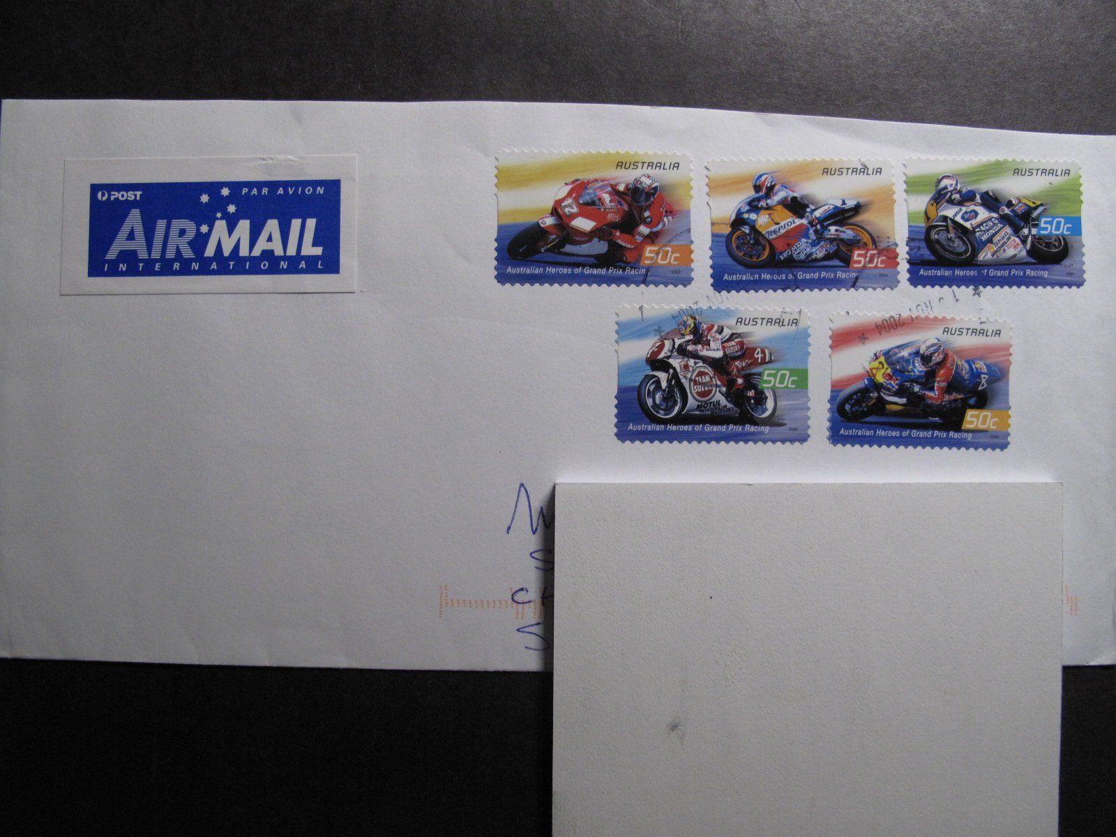 Alle Briefmarken: Australia 2004 Motorrad Grand Prix Brief gest. – Gebraucht aus Wil SG von fva01
