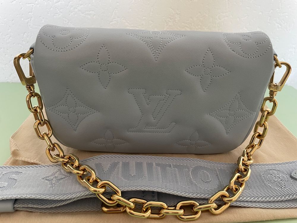 Louis Vuitton Ice Blue Monogram Leather Bubblegram Wallet on Strap