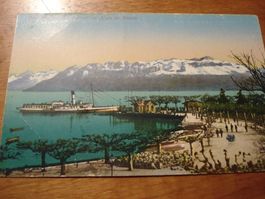 Ouchy, le Port et les Alpes, um 1920, farbig, ungelaufen