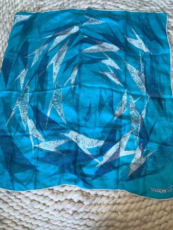 Jacqmar Seidenschal türkisblau vintage 75 x 75 cm