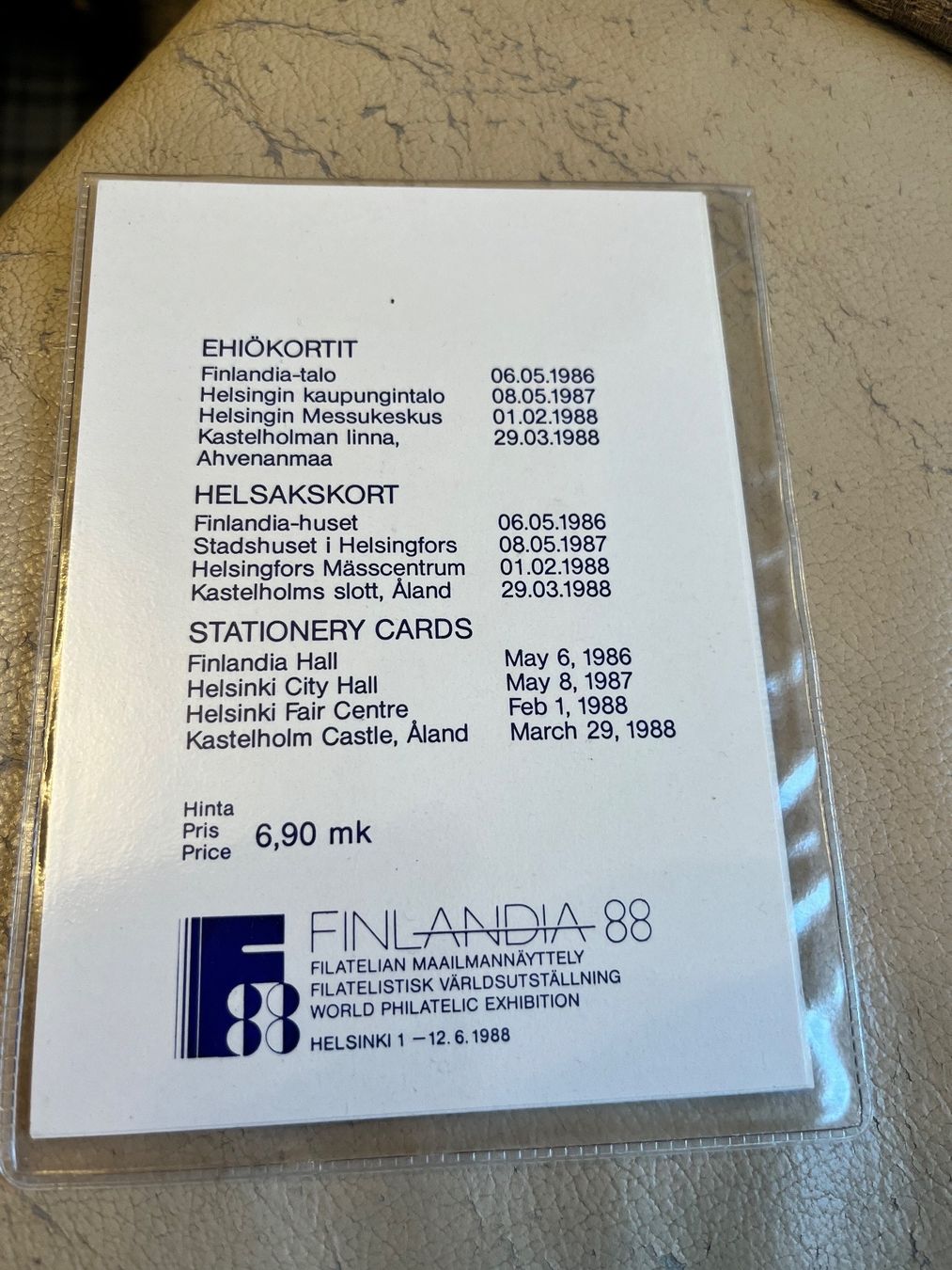 Tous les timbres: Briefmarken Finnland 1988 – Neuf avec emballage d'origine à Zürich par eng_v9x6 1