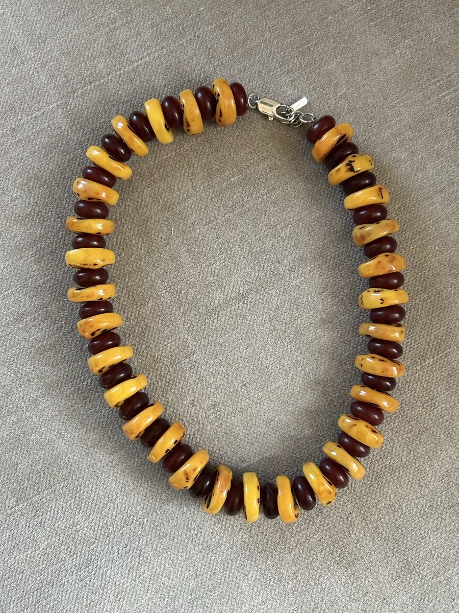 Catenine: Collier de grosses perles imitation ambre – Nuovo (secondo la descrizione) da Neuchâtel venduto da Yaya2020 1