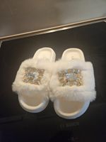 Kunststoff-Finken/Pantoffeln mit Flausch weiss Gr. 36-37