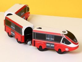 ZUG - BATTERIE LOK - ROT - FÜR HOLZEISENBAHNEN