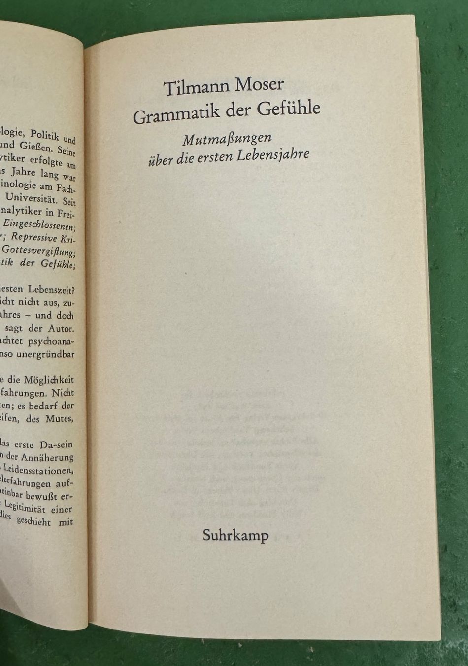 Libri: Tilmann Moser: Grammatik der Gefühle – Usato da Basel venduto da Ostschweiz06 1