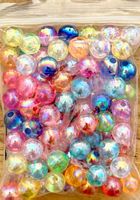 Acryl Bastelperlen bunt glänzend, 8mm, ca 100 Stück