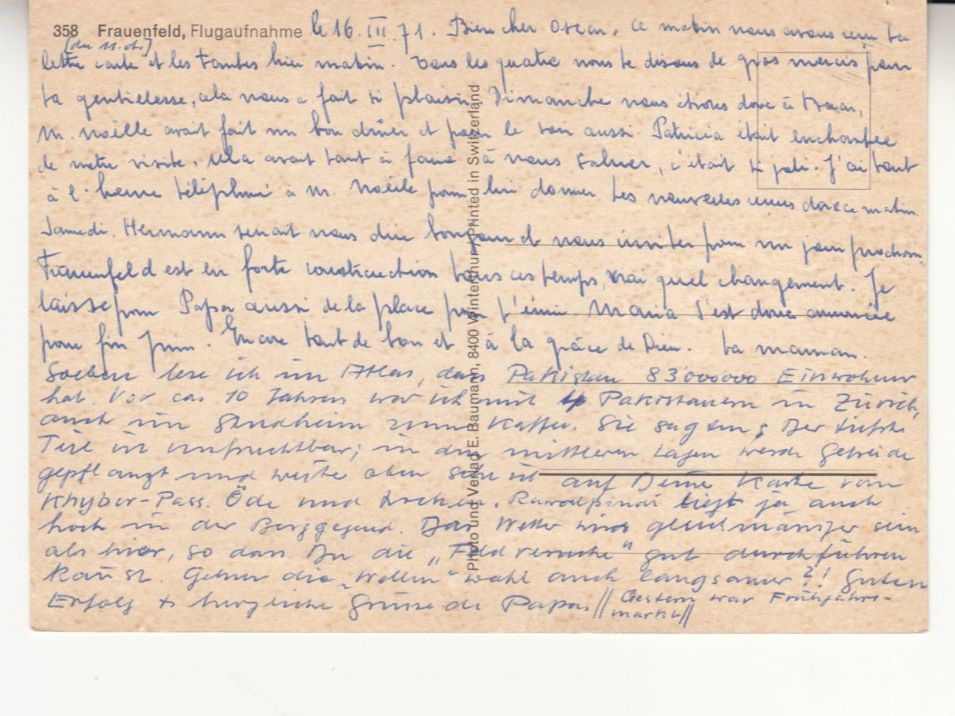 Ansichtskarten: Frauenfeld Flugaufnahme 1971 – Gebraucht aus Bürglen TG von StampGraf 1