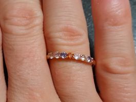 Ring mit Zirkonia, vergoldet 585, 1.4g, size 8 (57)
