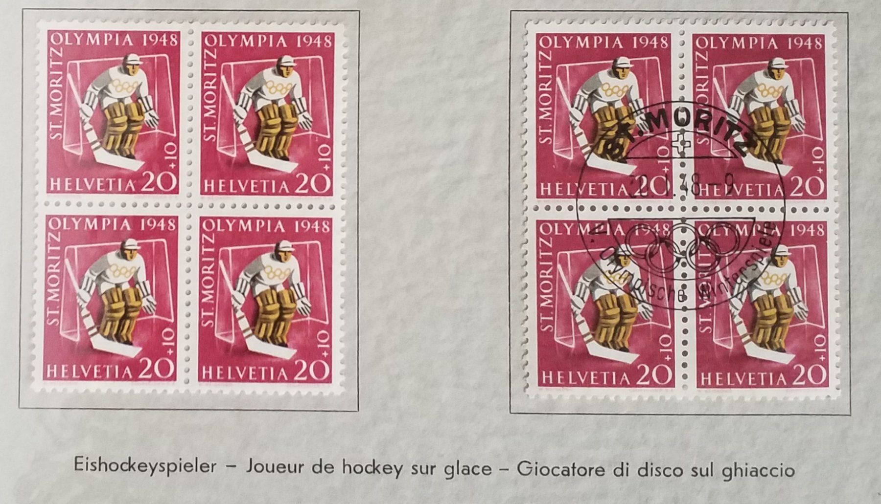 Tutti i francobolli: 1948, Geschenkheft, Olympia St. Moritz 4-Block Kt. 138.- – Nuovo (secondo la descrizione) da Baden venduto da Eggi 3