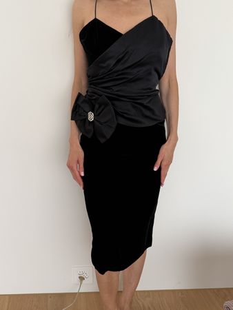 Elegantes Nina Ricci Samt Kleid Schwarz Gr 34 Festlich 1A Zu