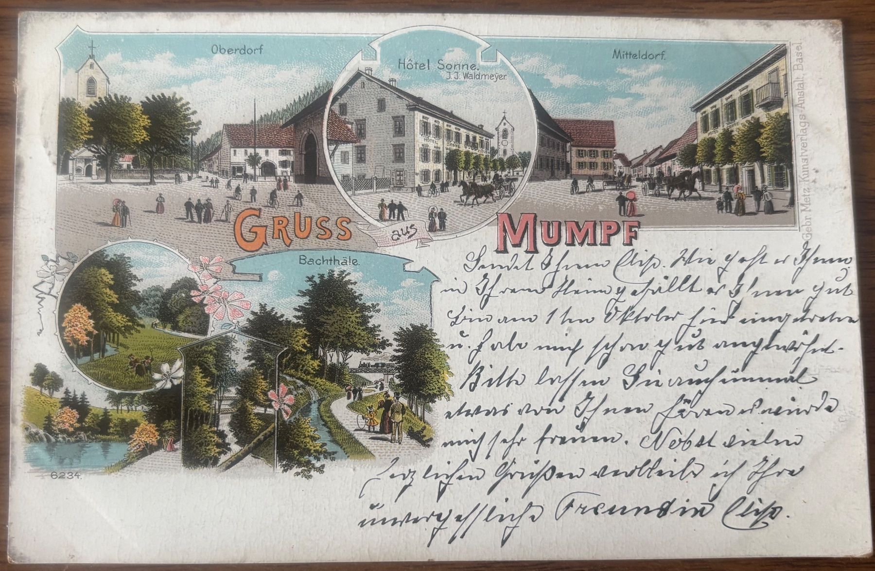 Cartes postales: Alte Ansichtskarte Mumpf Hotel Sonne Bachtal mit Stempel ... – D'occasion à Frick par Rukki