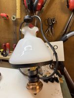 Hanging Lamp Metal and Glass Shade Antique Style