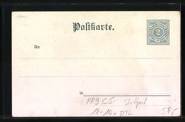 Cancelleria postale: Litho Ganzsache Württemberg PP9C5: Stut – Usato da Berlin venduto da bartko-reher 1