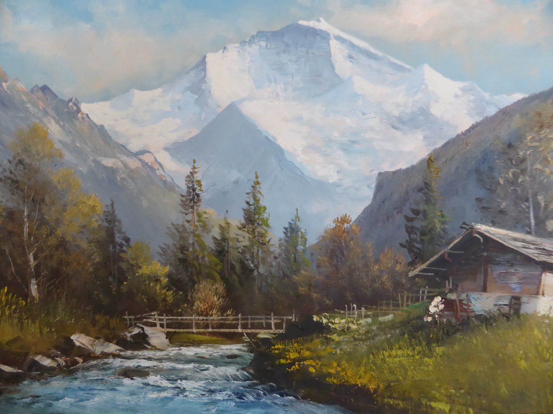 Dipinti: Walter Buess - Lütschine mit Jungfrau, Ölbild – Usato da Brunnadern venduto da vapiano 1