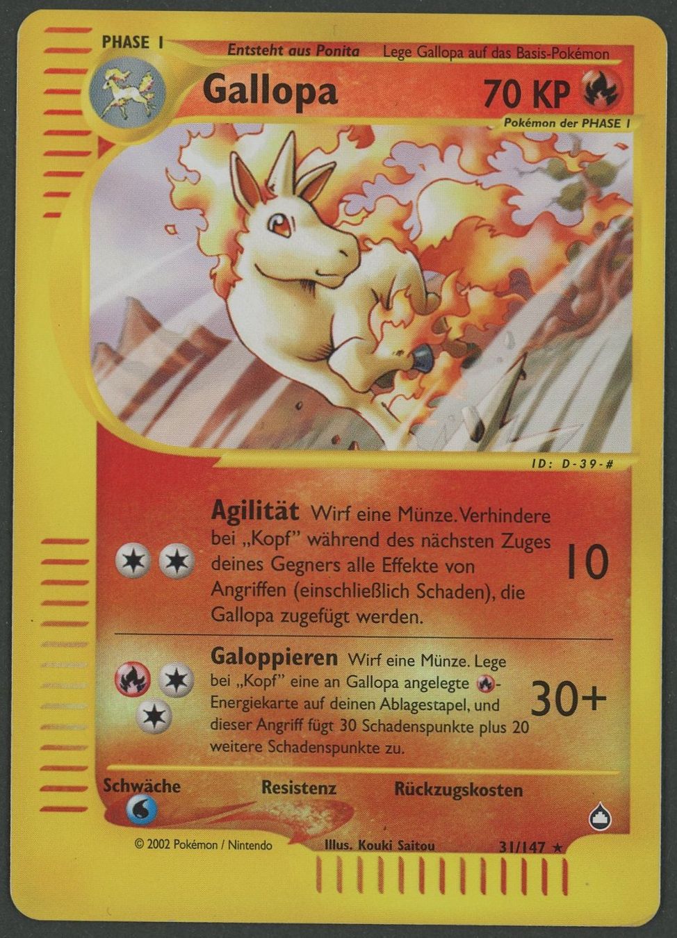 Pokémon Carte collezionabili: Gallopa Reverse Holo 31/147 Aquapolis DE ab 1.- – Usato da Rupperswil venduto da gengarbasar