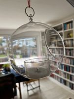 Winter Deko: Glas Kugel Windlicht zum Aufhängen