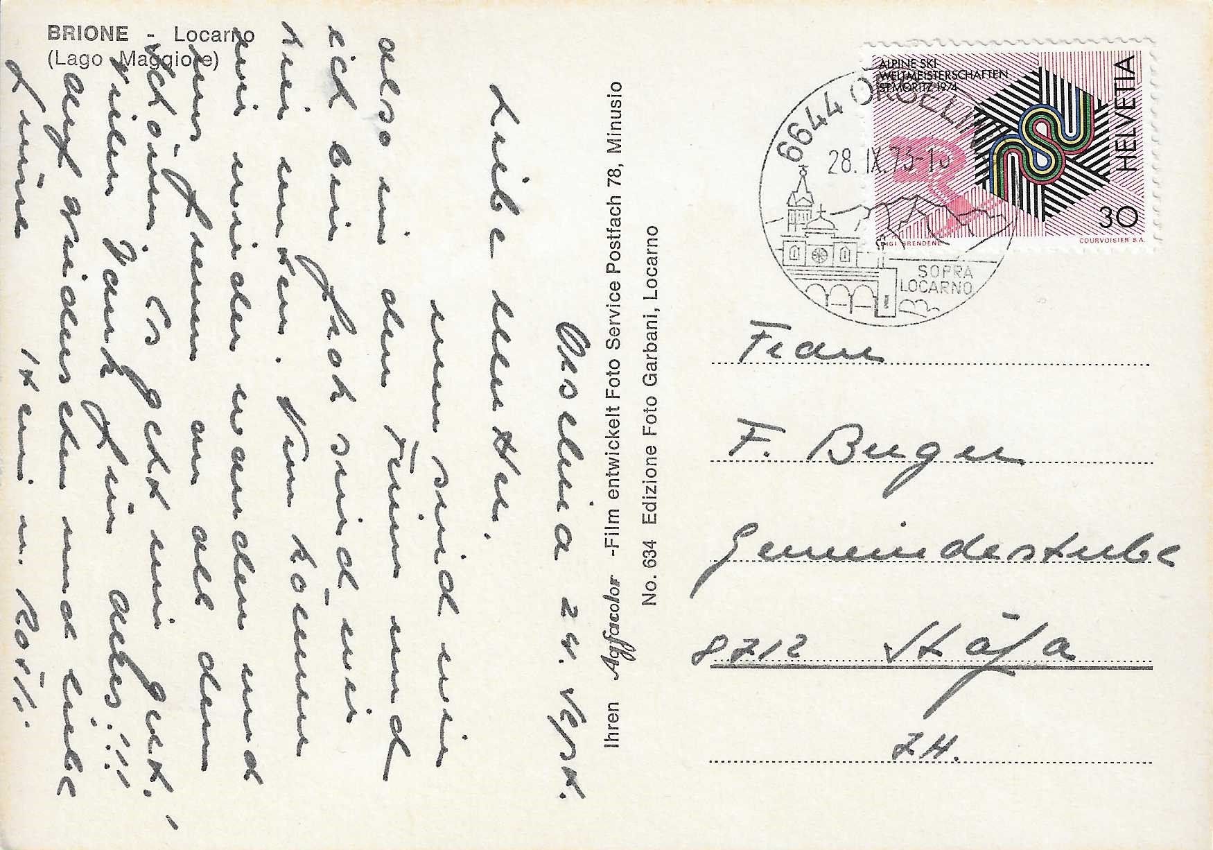 Cartoline postali: Brione-Locarno TI – Usato da Rothrist venduto da Stranglehold 1