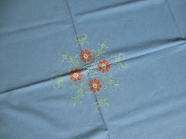 Tischdecke handgestickt 182x159, 12 Servietten, NEU