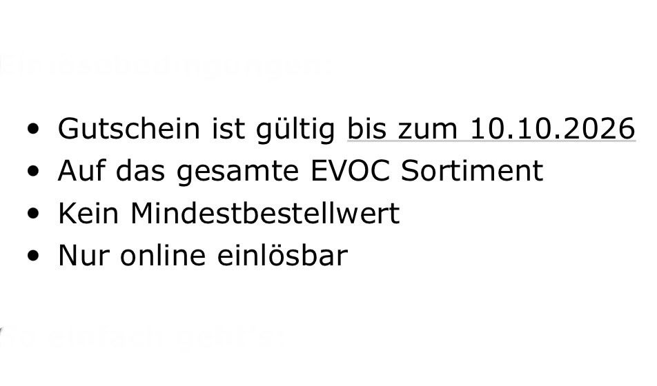 Buoni: Evoc 15% Rabatt Gutschein – Nuovo e nell'imballaggio originale da Zürich venduto da Marcel_2202 1