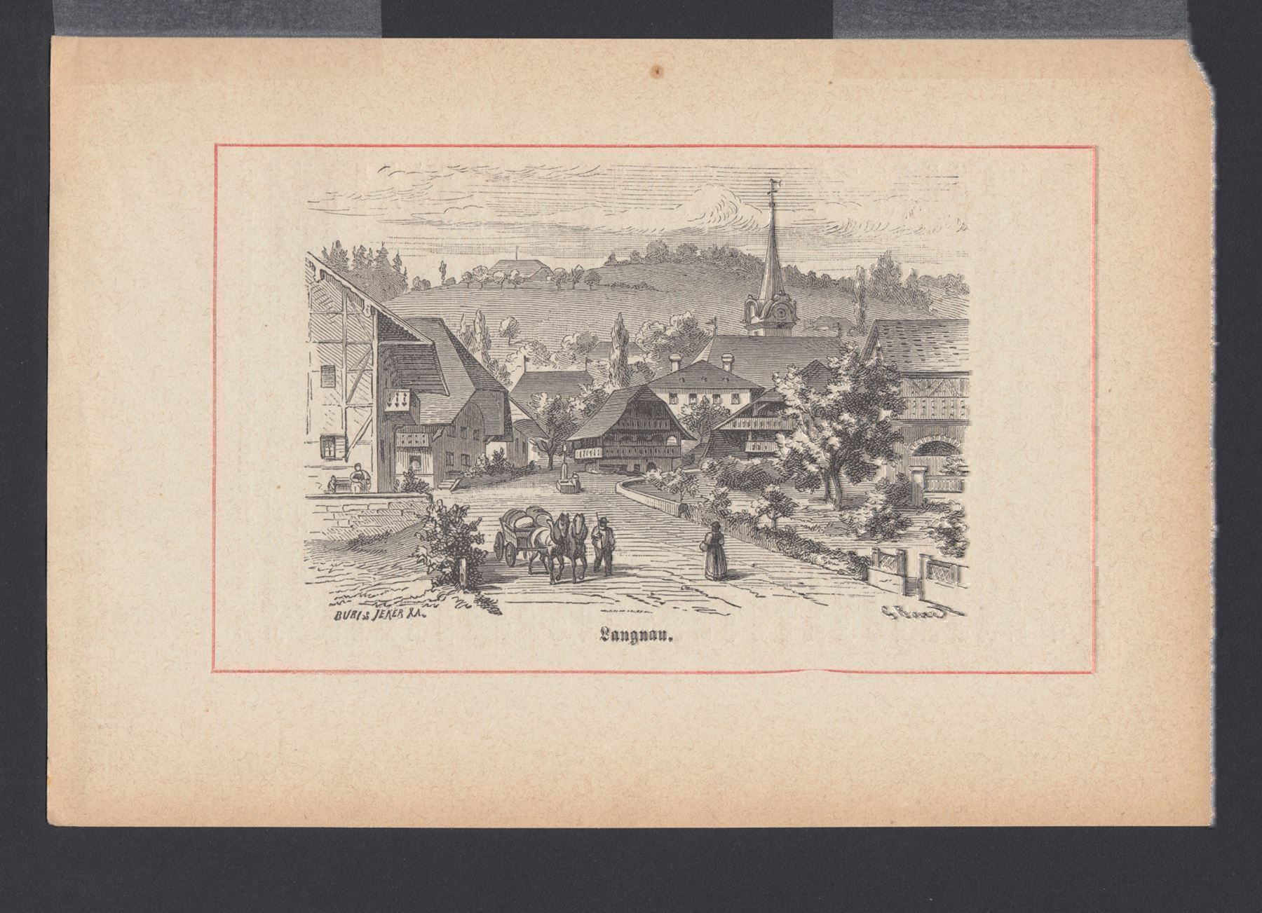 Incisioni: LANGNAU, HOLZSTICH 1875 – Antico da Grüningen venduto da Kartensammler 2