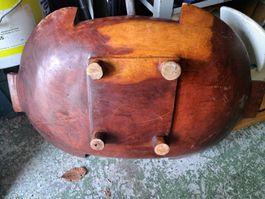 Holzschale Teak mit Füssen 80x60cm Früchteschale Unikat
