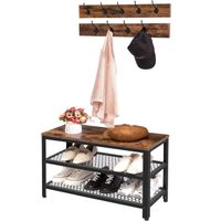 Schuhregal Garderobe Set, Garderobenständer mit Sitzbank