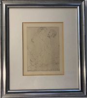 Hans Erni, Aquatinta Radierung, Liebespaar, Akt, 1940er J.