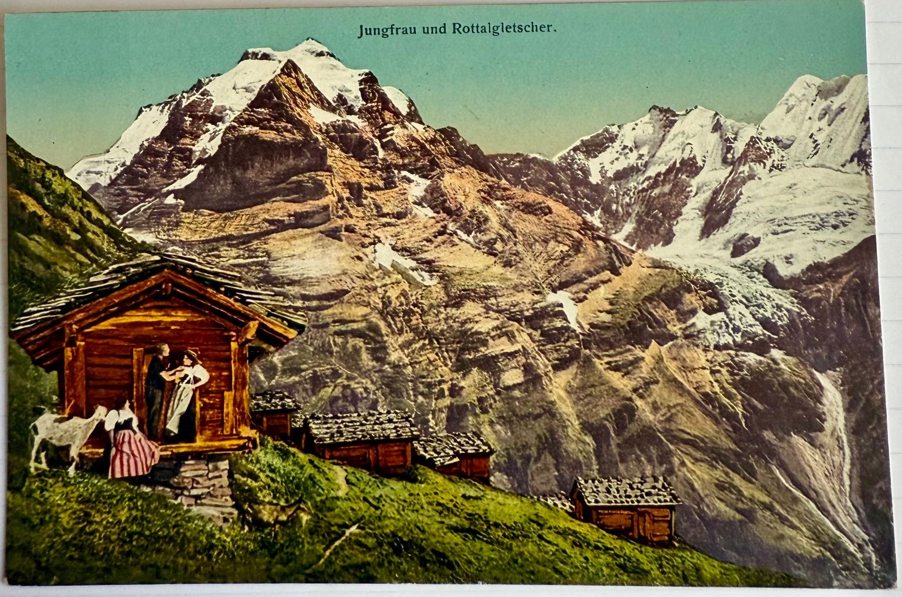 Ansichtskarten: AK: Jungfrau - Chalet avec berger & chèvre – Gebraucht aus Lutry von Ediego